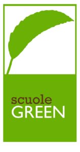 Foglia verde su sfondo bianco -Logo delle scuole green